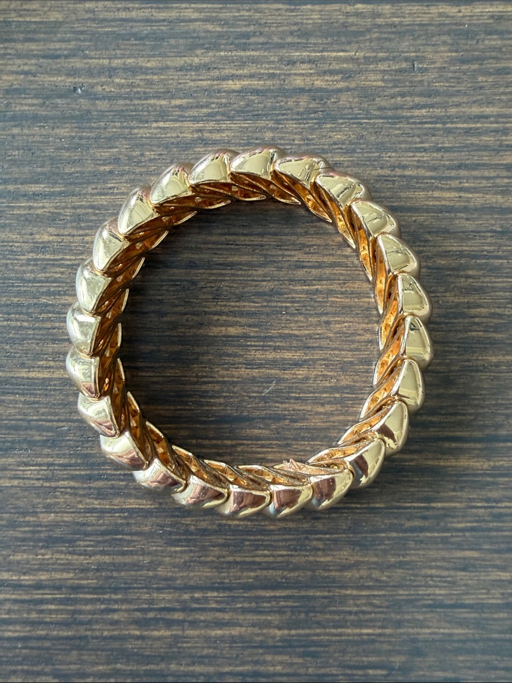 VINTAGE GOLD TONE CHUNKY TWISTED RIBBED STRETCH BRACELET Statement Expandable - Picture 6 of 8